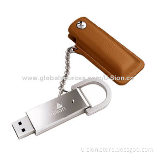 OEM and Free Stamp Logo Leather 1GB-64GB USB Flash Drives for Promotional Gifts, Password Protection